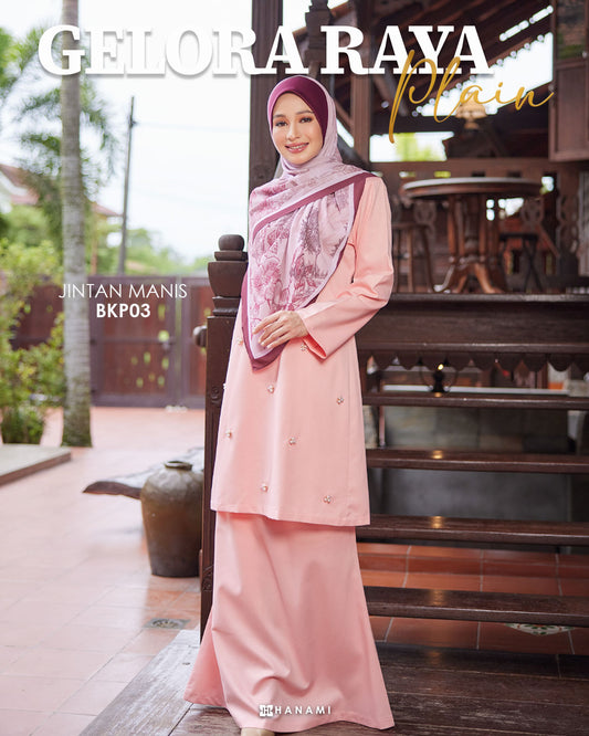 Baju Kurung Plain Gelora Raya - Jintan Manis (Peach)