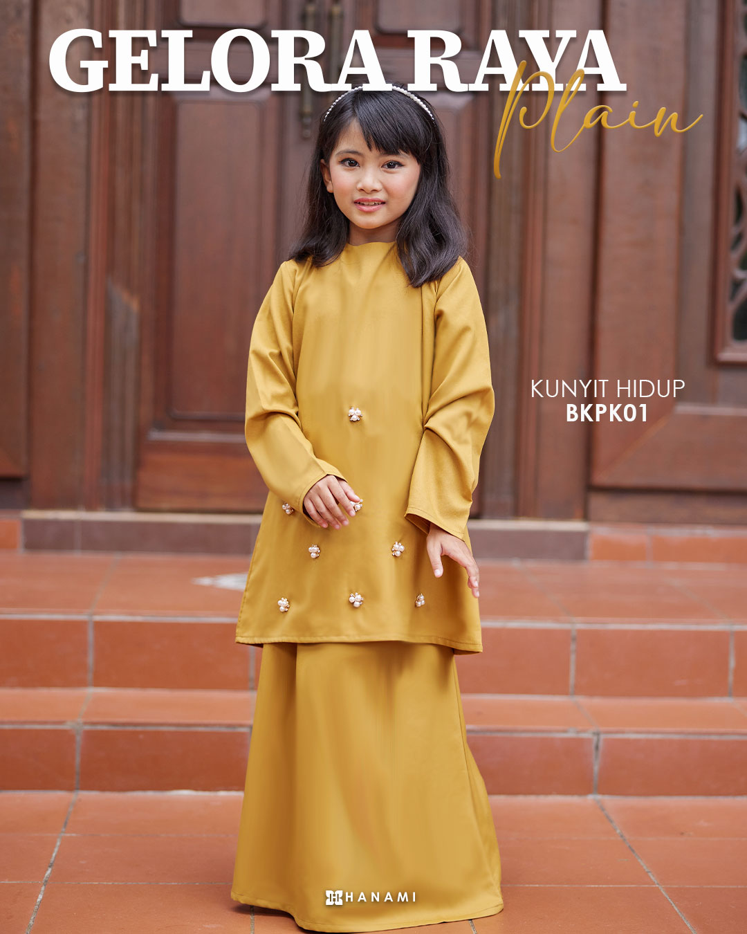 Baju Kurung Plain Gelora Raya Kids - Kunyit Hidup