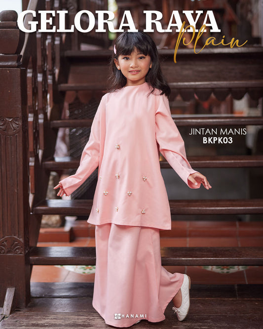 Baju Kurung Plain Gelora Raya Kids - Jintan Manis (Peach)