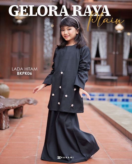Baju Kurung Plain Gelora Raya Kids - Lada Hitam (Black)