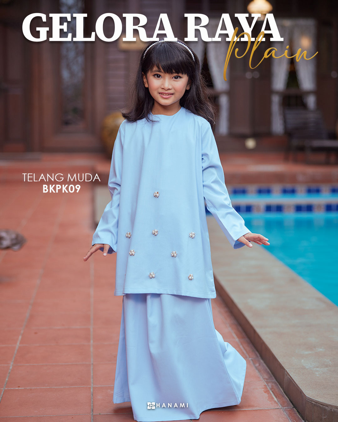 Baju Kurung Plain Gelora Raya Kids - Telang Muda (Baby Blue)