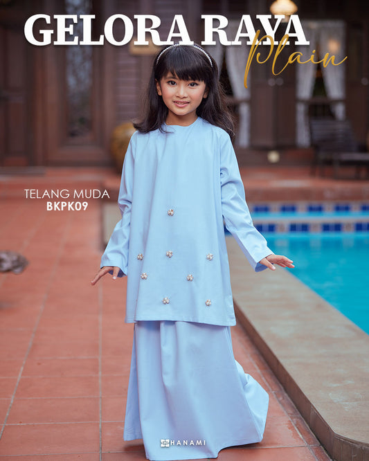 Baju Kurung Plain Gelora Raya Kids - Telang Muda (Baby Blue)