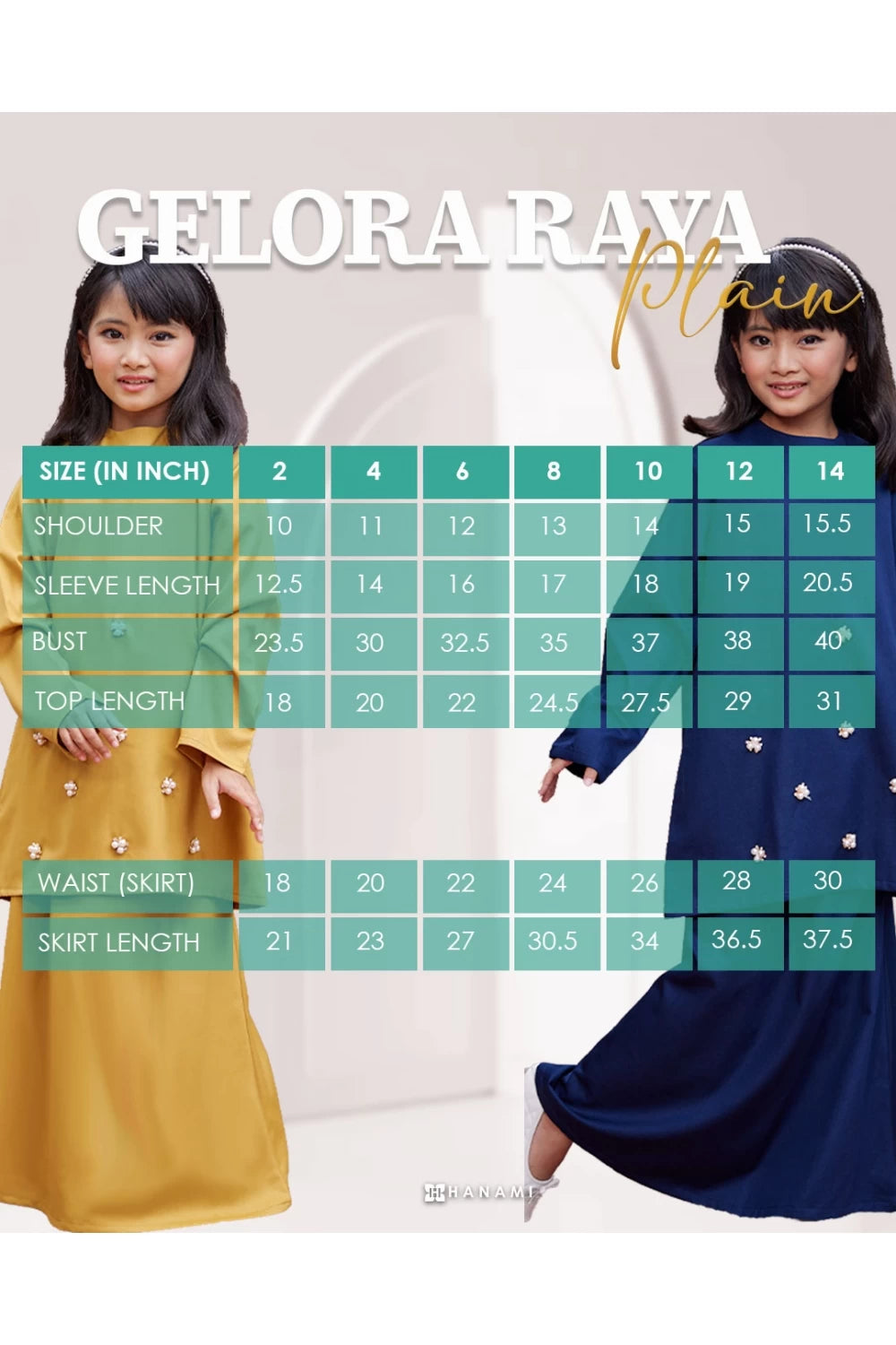 Baju Kurung Plain Gelora Raya Kids - Telang Muda (Baby Blue)