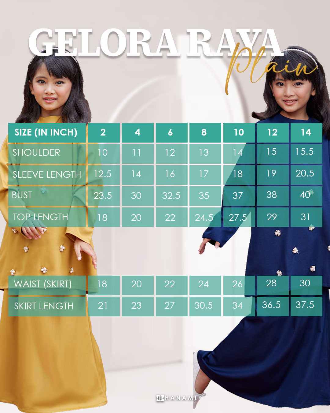 Baju Kurung Plain Gelora Raya Kids - Jintan Manis (Peach)