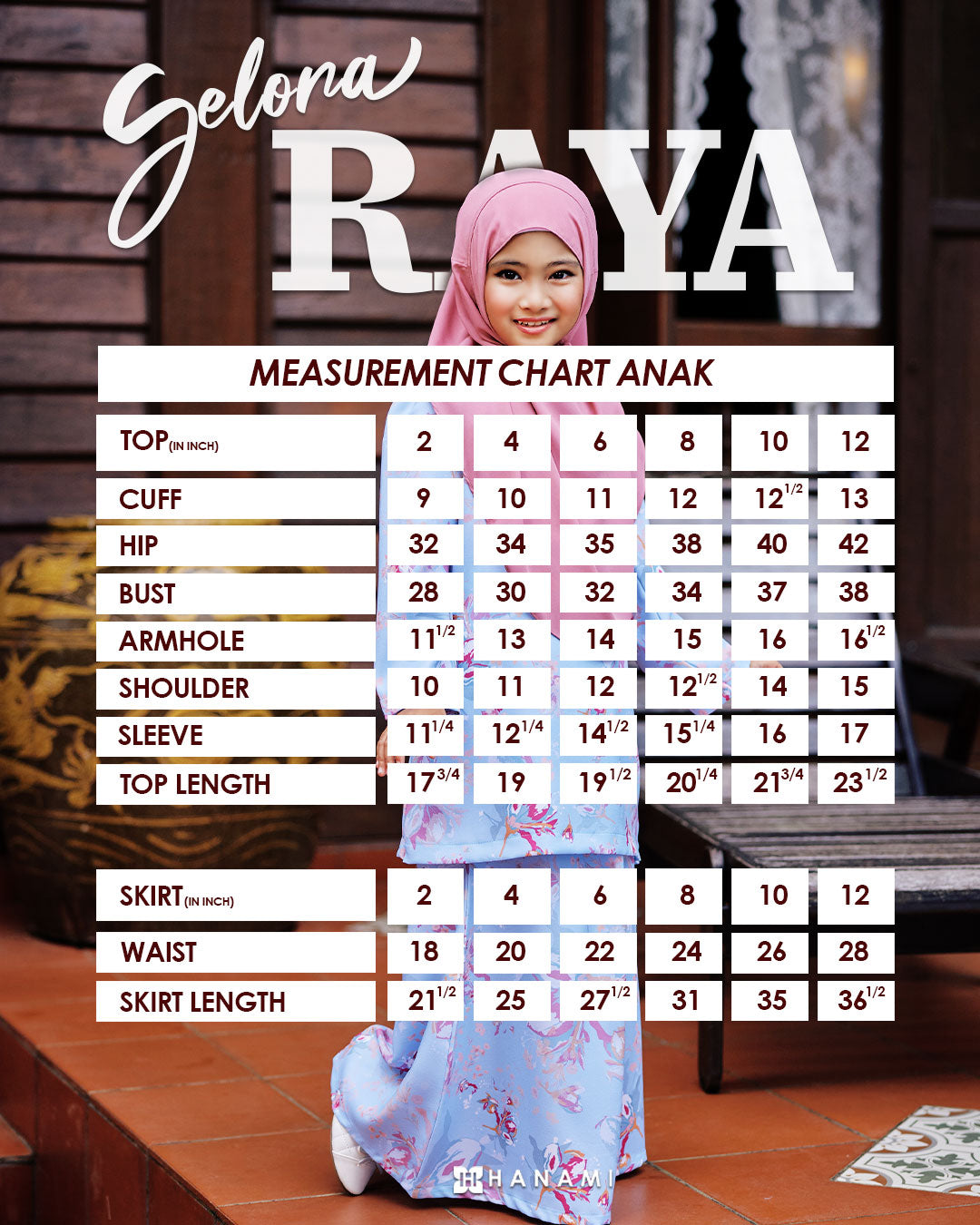 Baju Kurung Corak Gelora Raya Kids- Vanila Baby Blue