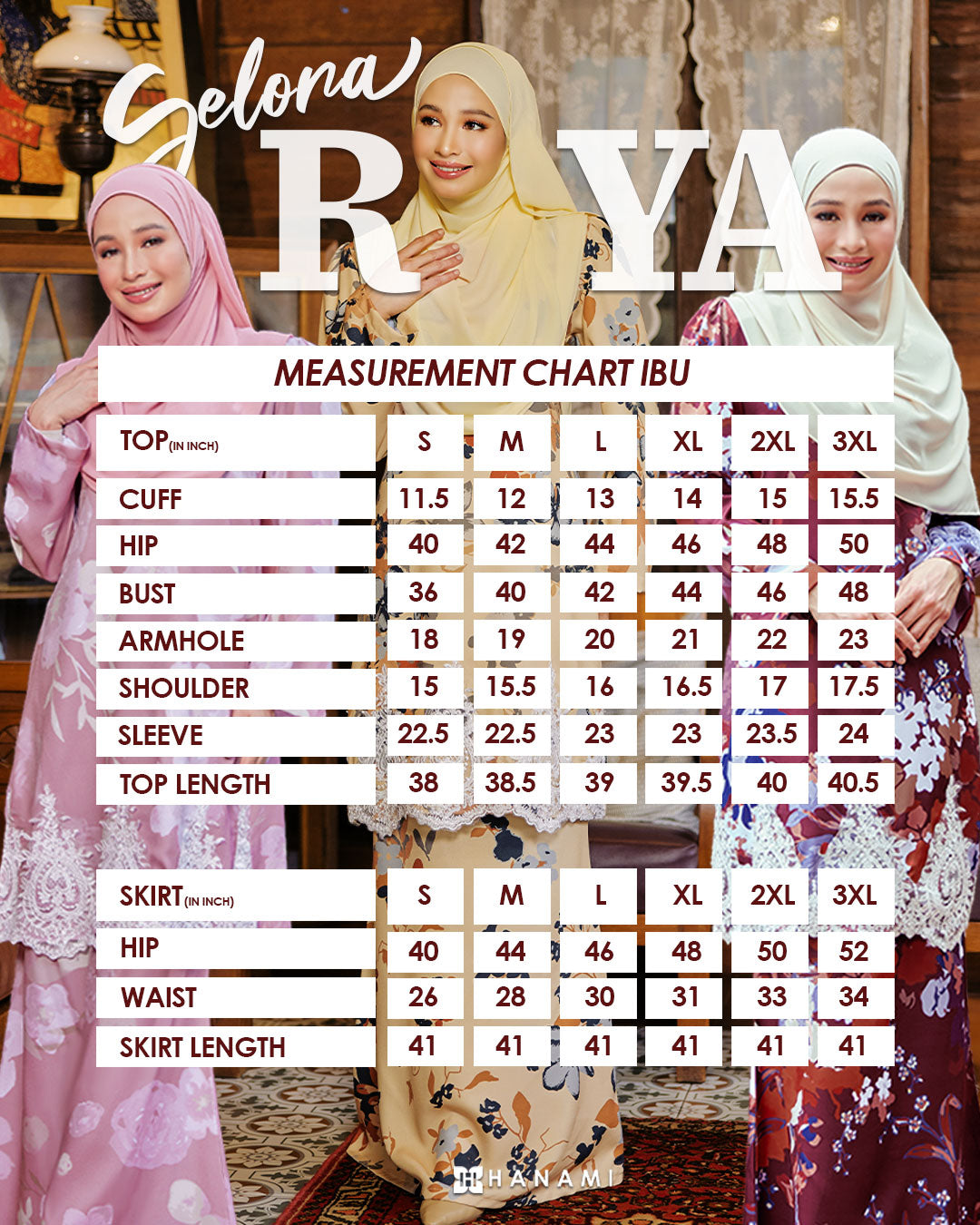 Baju Kurung Corak Gelora Raya - Vanilla Baby Blue